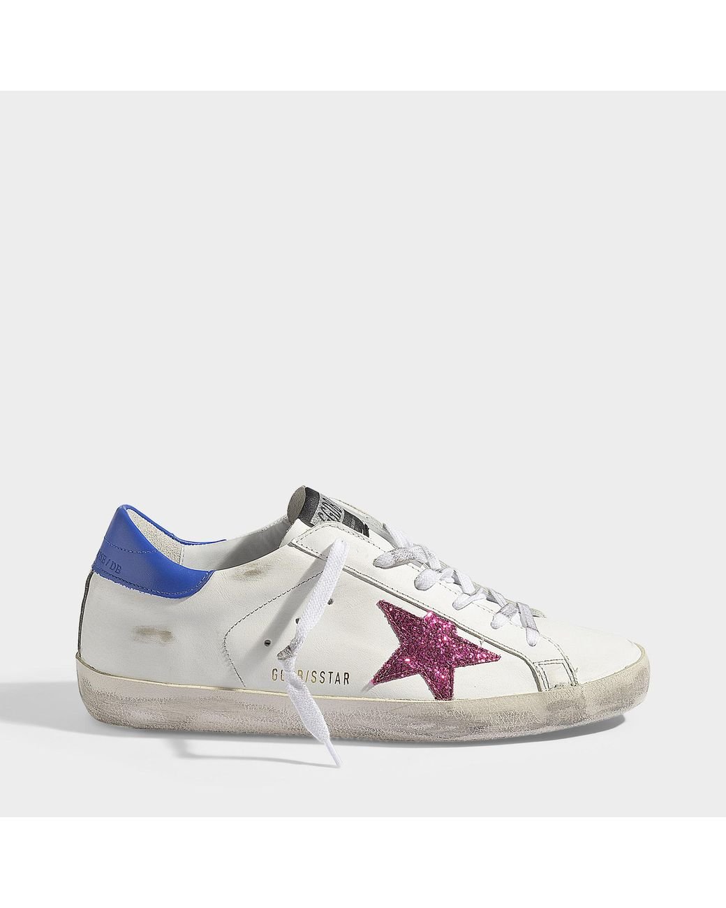 Golden Goose Superstar Sneakers In White, Cobalt Blue And Cherry Glitter  Smooth Calfskin | Lyst