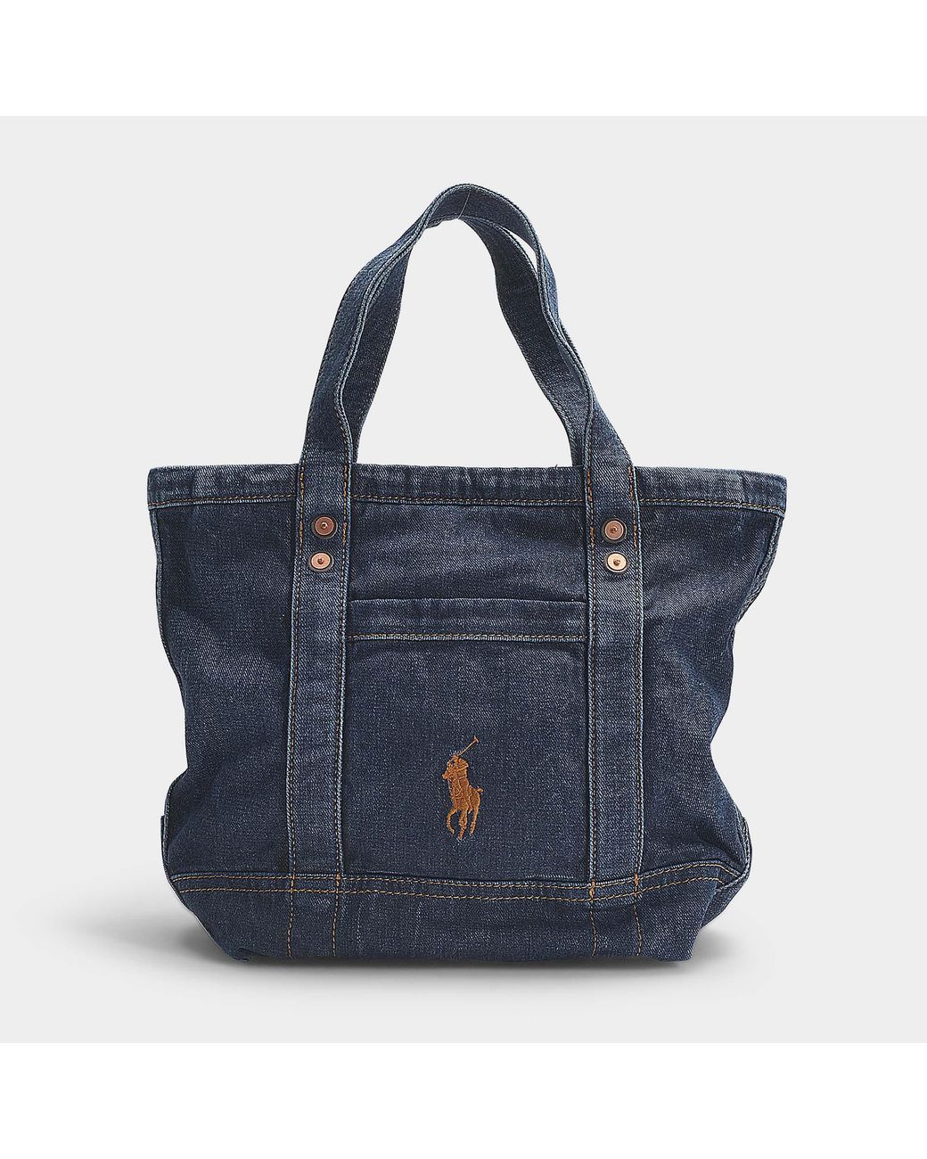 Polo Ralph Lauren Denim Pp Tote In Dark Denim in Blue | Lyst