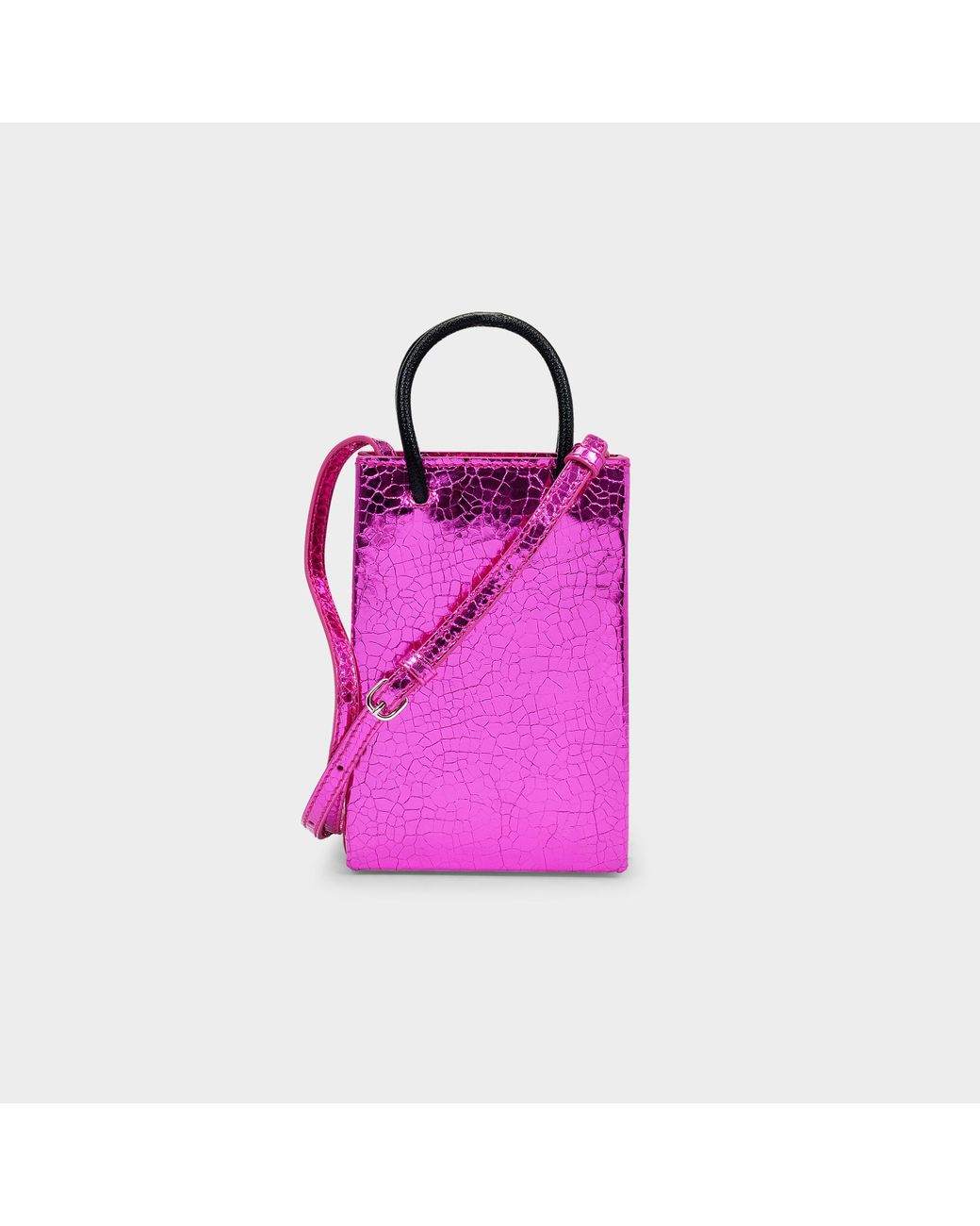Balenciaga Phone Holder Shopping Bag In Fuchsia in Metallic | Lyst Canada