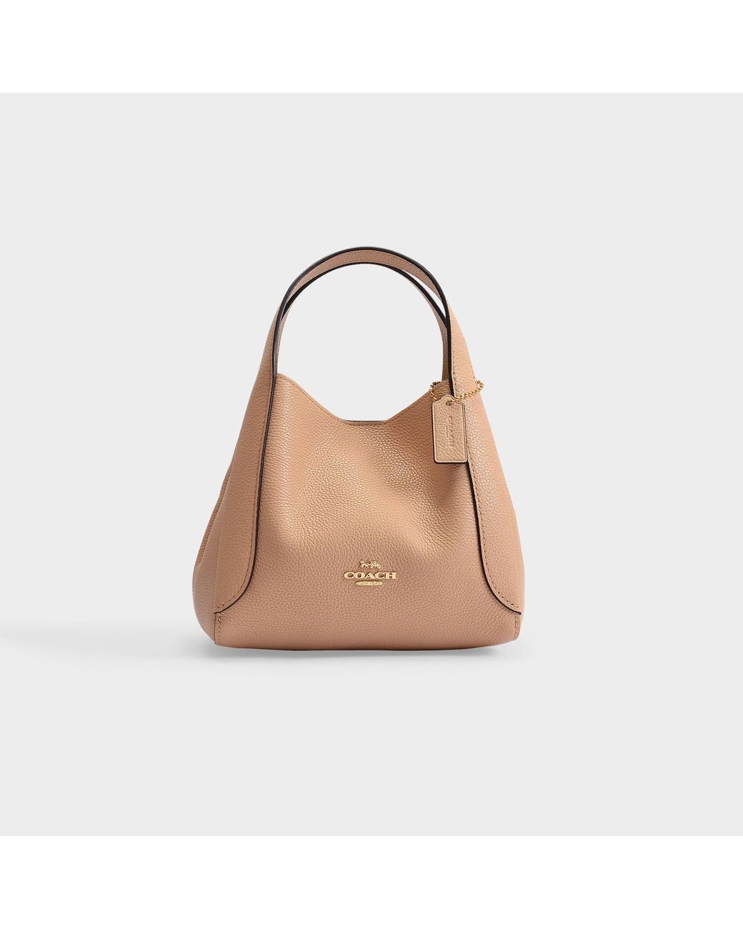 COACH Polished Pebble Leather Hadley Hobo 21 in Natural