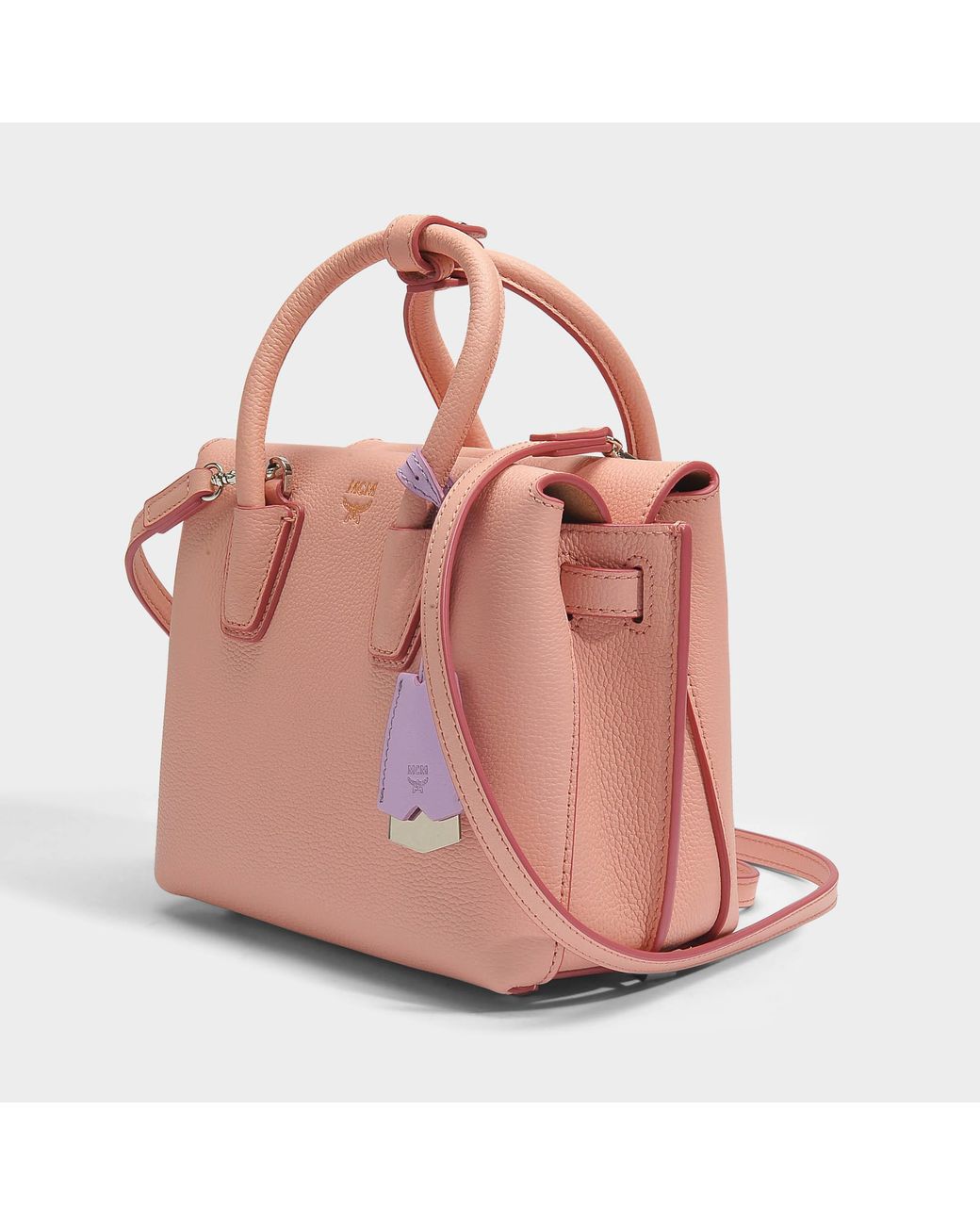 MCM Milla Mini Tote Bag In Blush Pink Park Avenue Leather