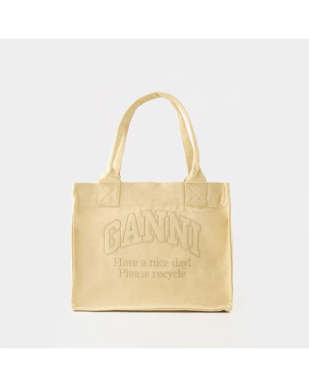 Ganni Large Easy Tote Bag in Natural