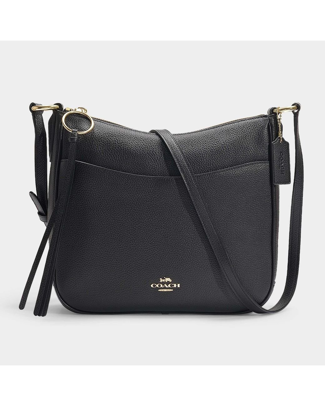 COACH Polished Pebble Leather Chaise Crossbody Bag In Black Calfskin Lyst