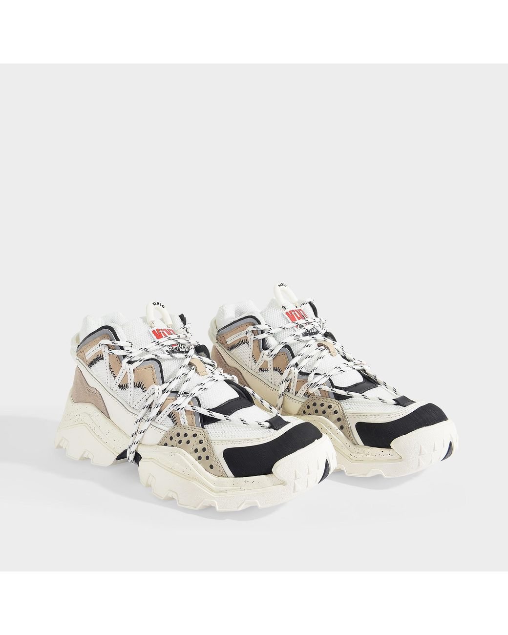 KENZO Inka Low Top Sneakers In Pale Grey Leather in White | Lyst