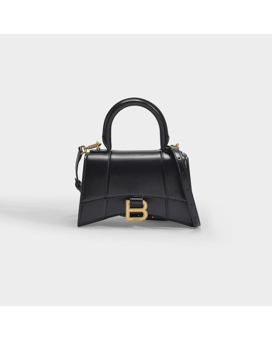 Balenciaga Hourglass Xs Top Handle Bag In Black Calfskin | Lyst