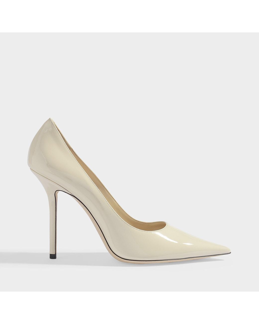 Jimmy Choo Love 100 Pointed Patent Pumps In Linen Patent Leather in