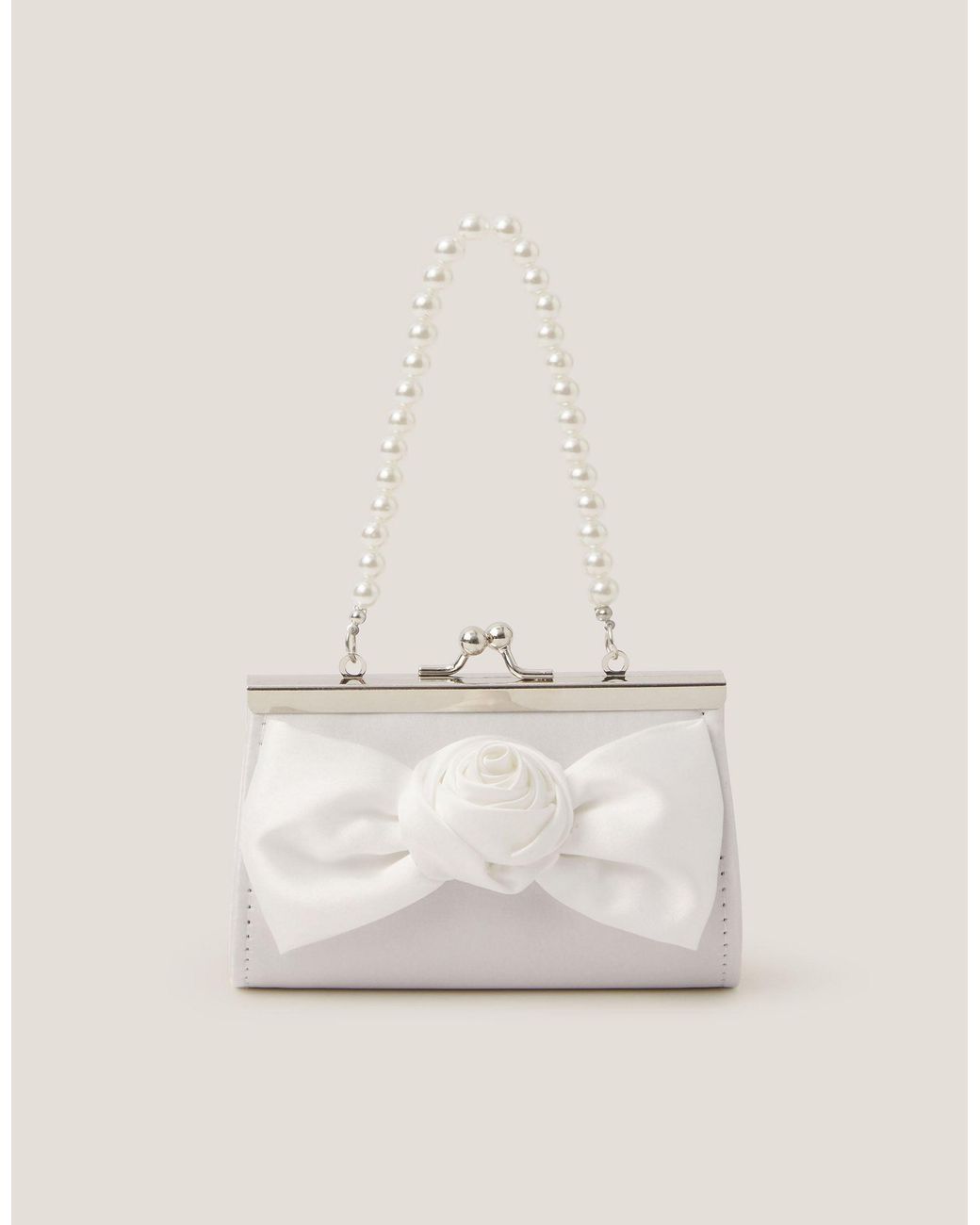 Monsoon Natural Satin Rose Bow Mini Bag Ivory