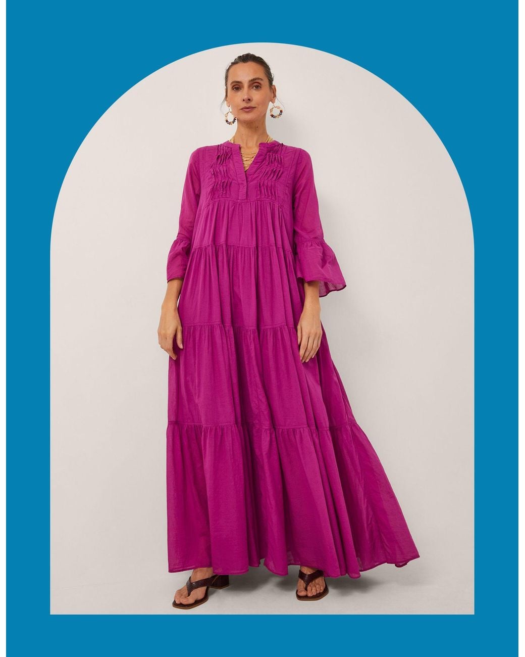 Monsoon Blue Devotion Twins Ocean Voile Maxi Dress Pink
