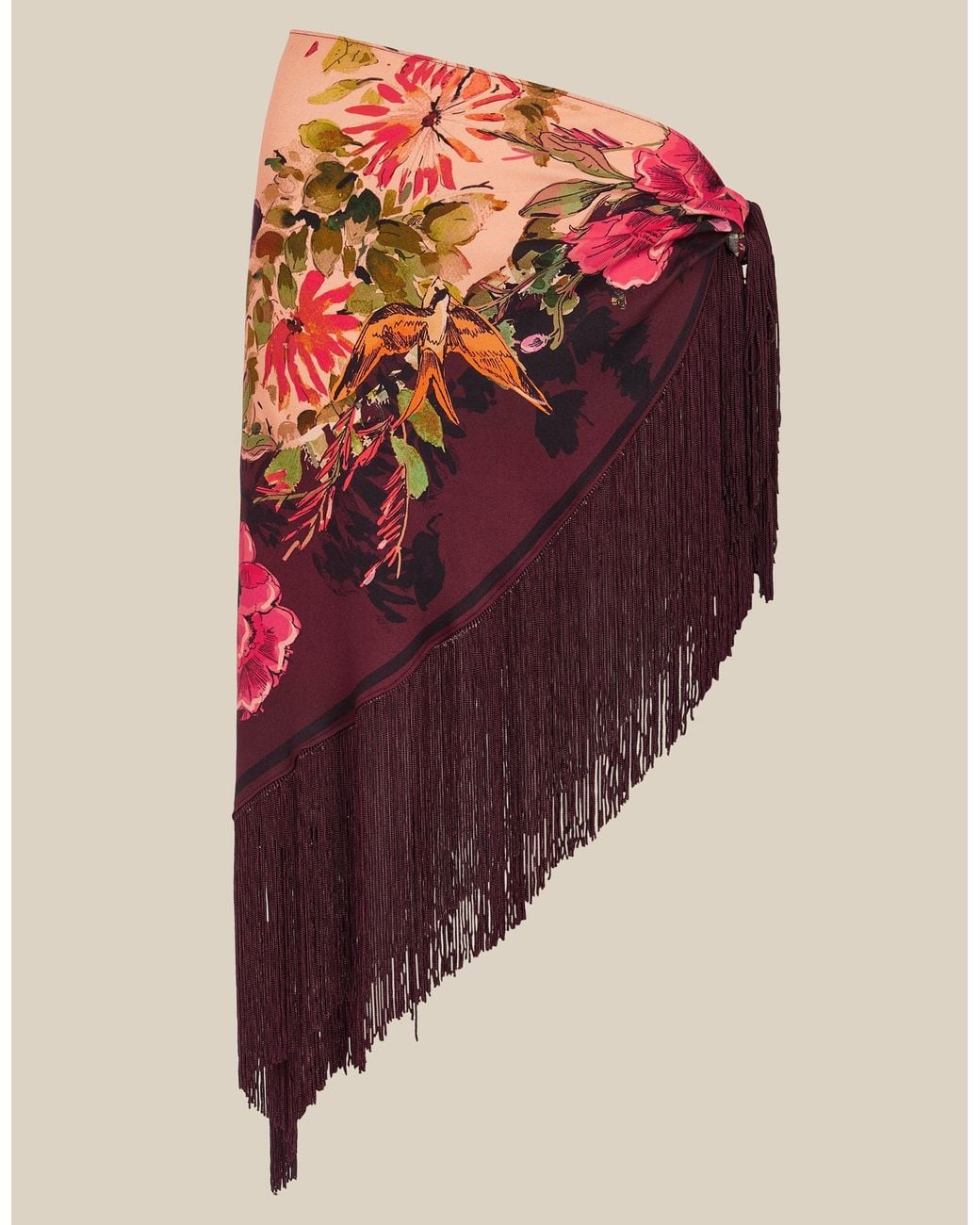 Monsoon Multicolor Ellie Floral Fringe Triangle Scarf