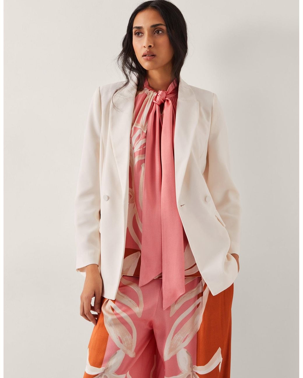 Monsoon Red Ashley Double-breasted Blazer Ivory
