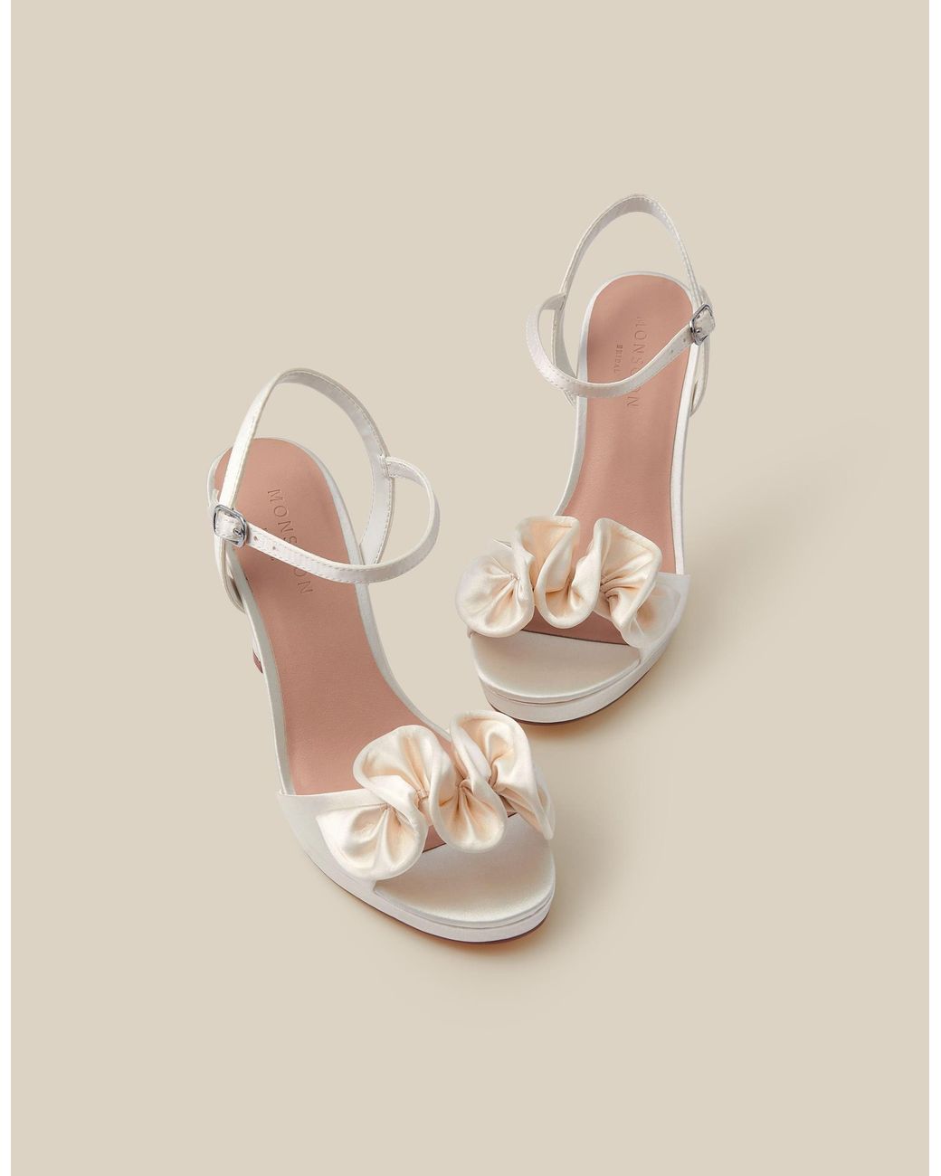 Monsoon White Dulce Frill Platform Heels Ivory