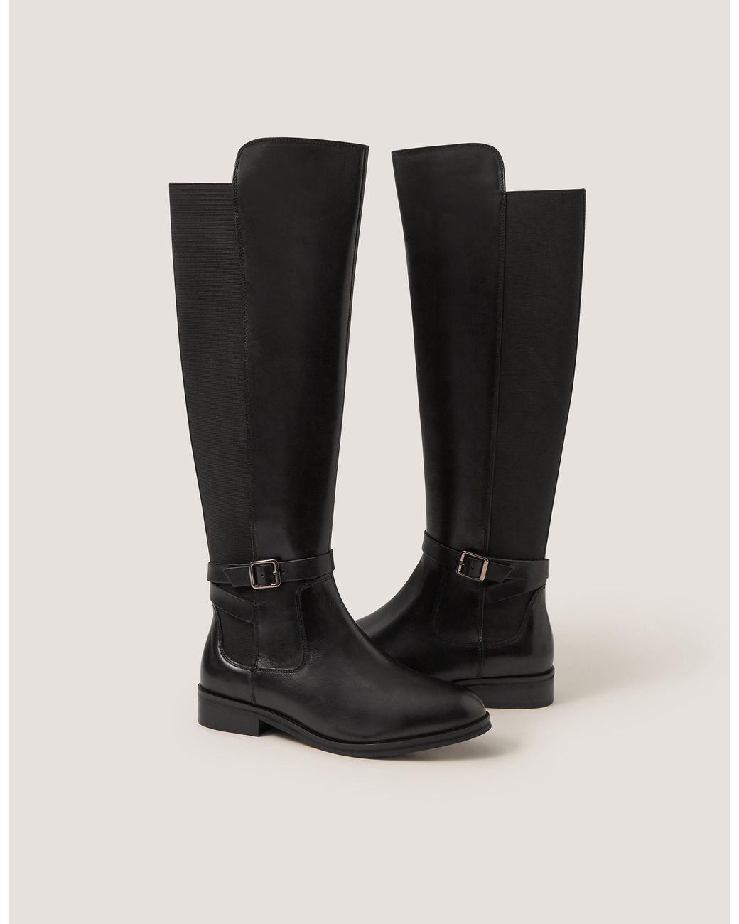 Monsoon Milly Leather Knee High Boots Black