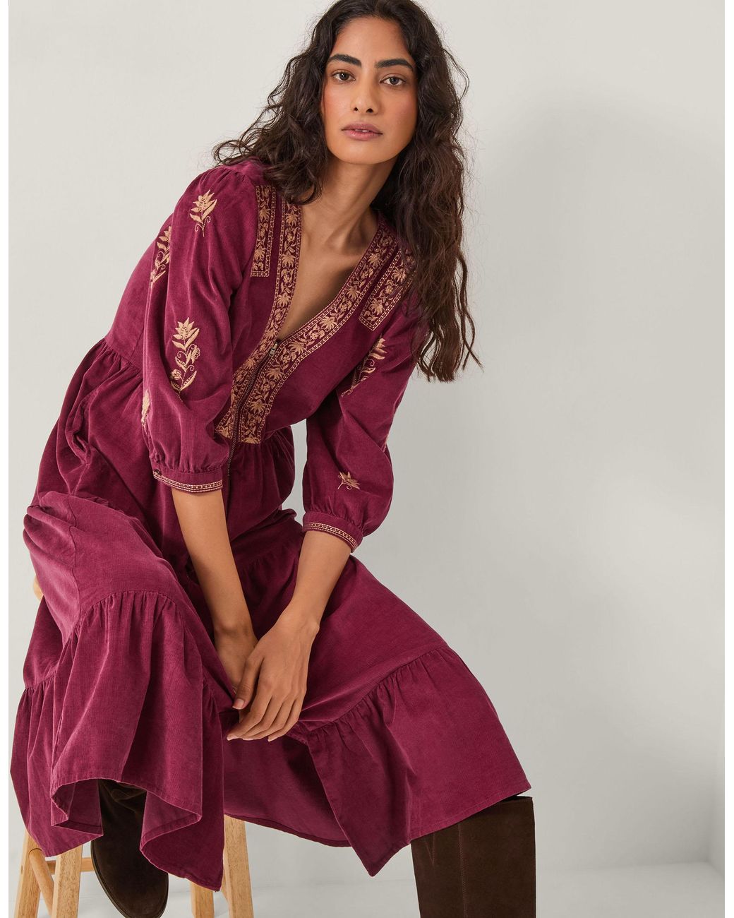 Monsoon Mia Embroidered Midi Dress