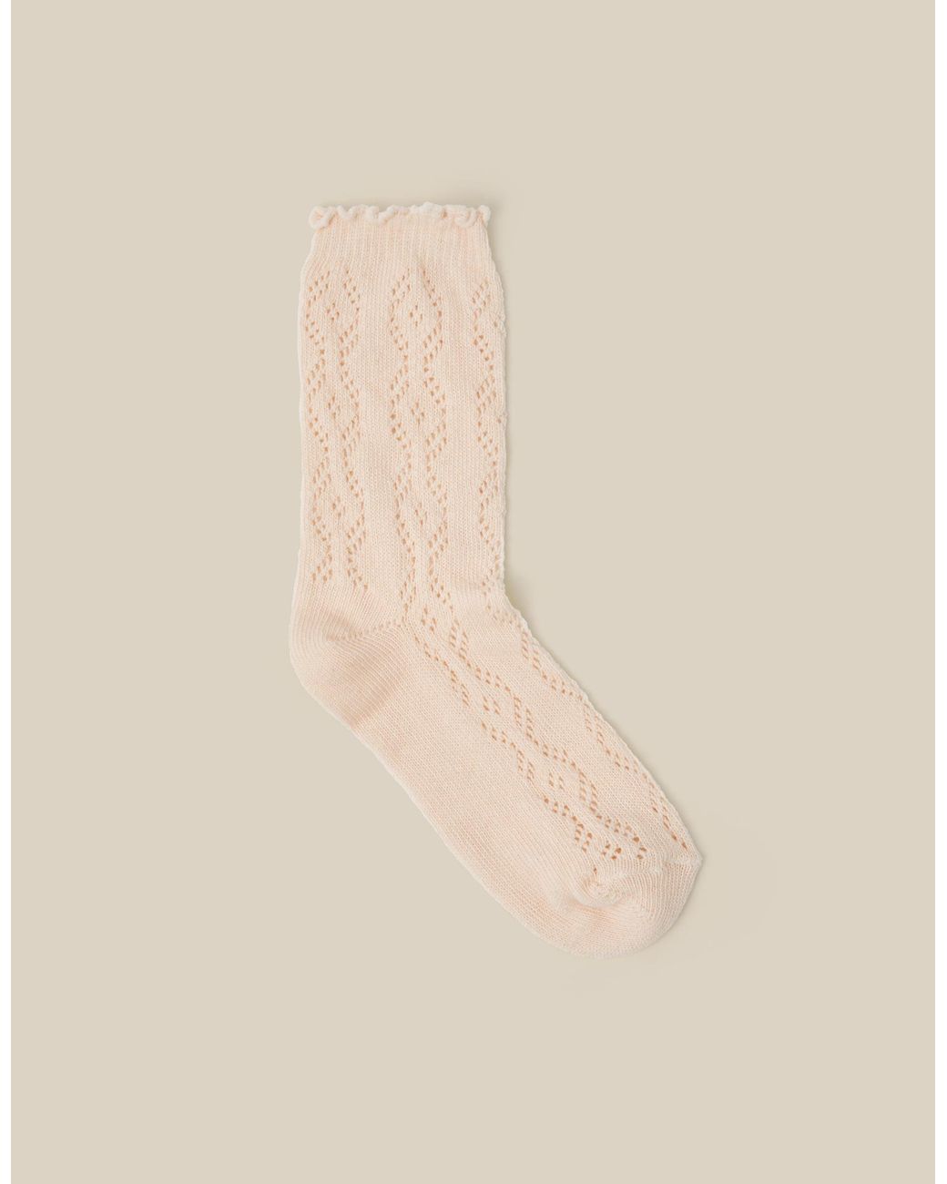 Monsoon Natural Frill Pointelle Socks Ivory