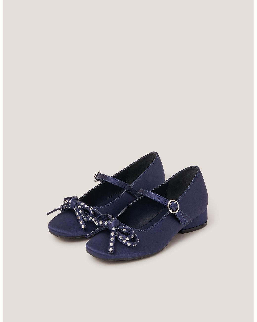 Monsoon Diamante Bow Ballet Heels Blue
