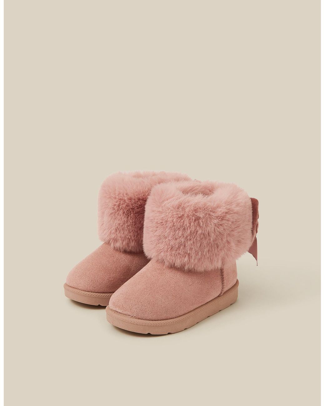Monsoon Toddler Fluffy Bow Ankle Boots Pink