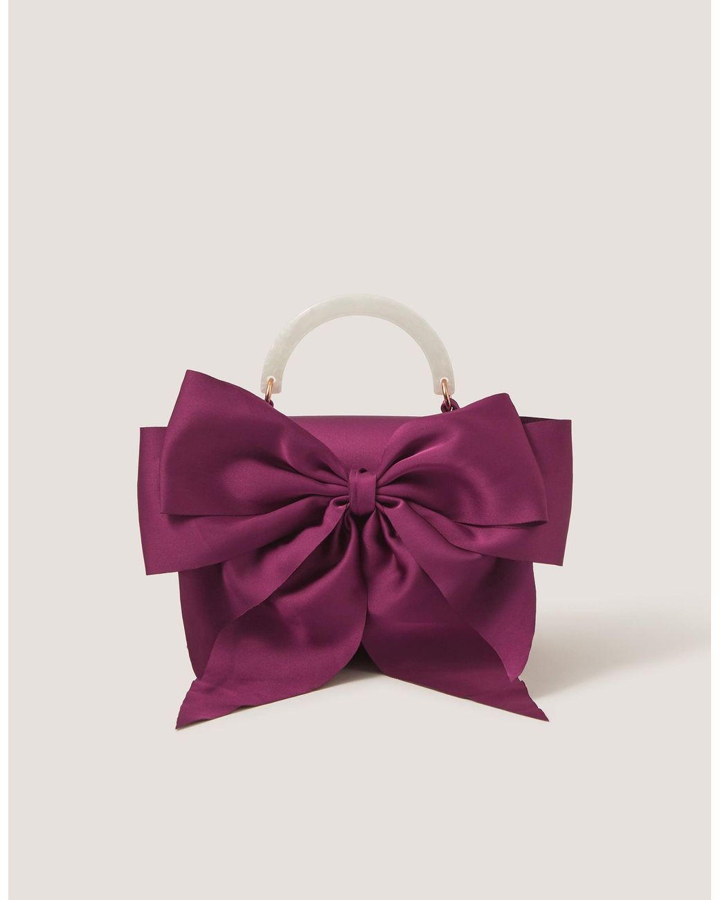 Monsoon Purple Satin Bow Bag Red