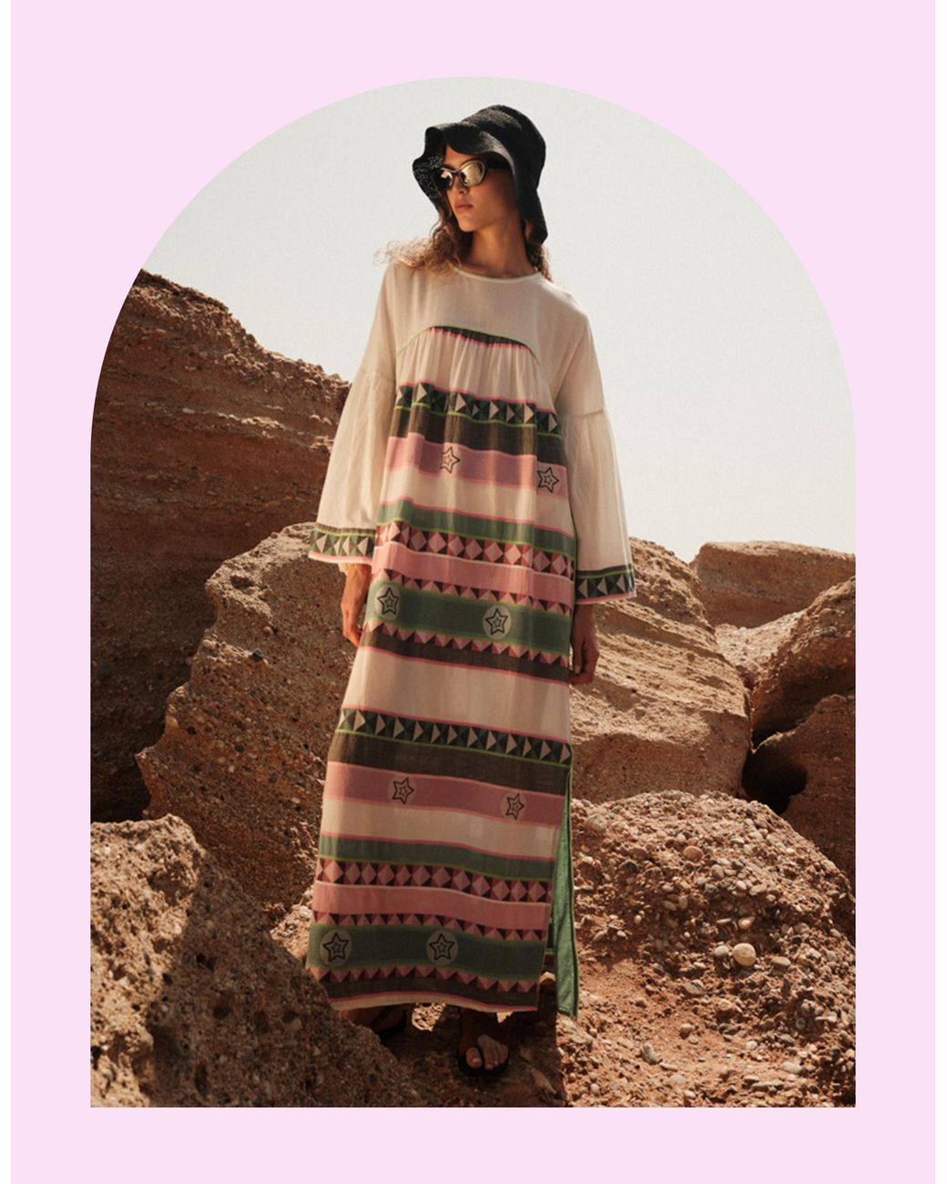 Monsoon Brown Devotion Twins Vela Geometric Stripe Maxi Dress Multi