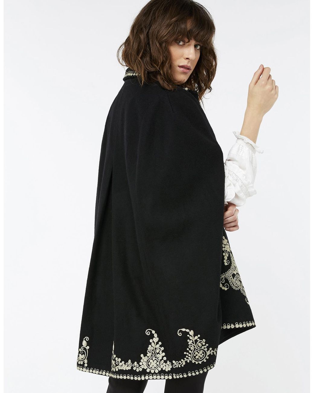 Monsoon Wool Isla Embroidered Cape in 