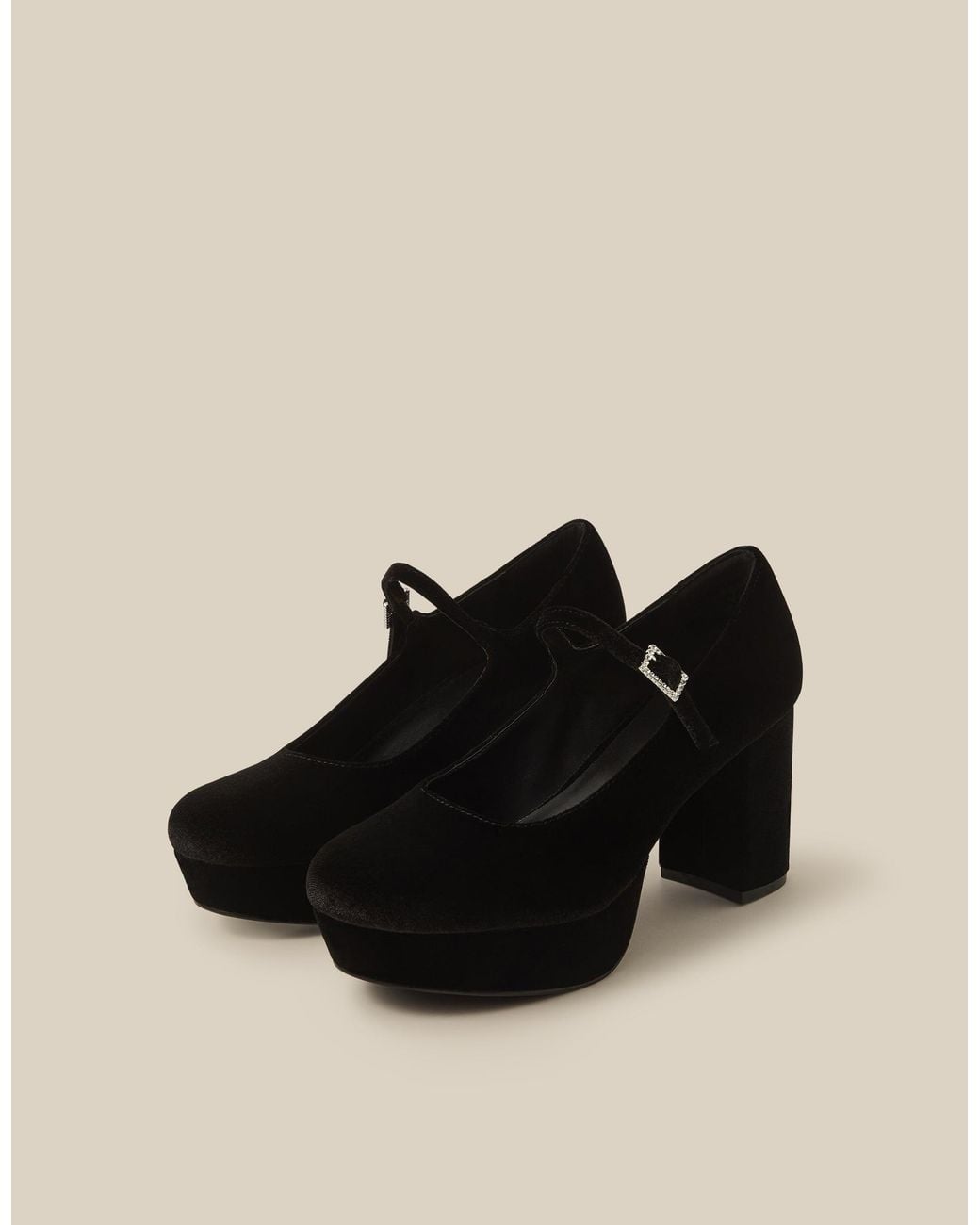 Monsoon Polly Velvet Platform Mary Janes Black