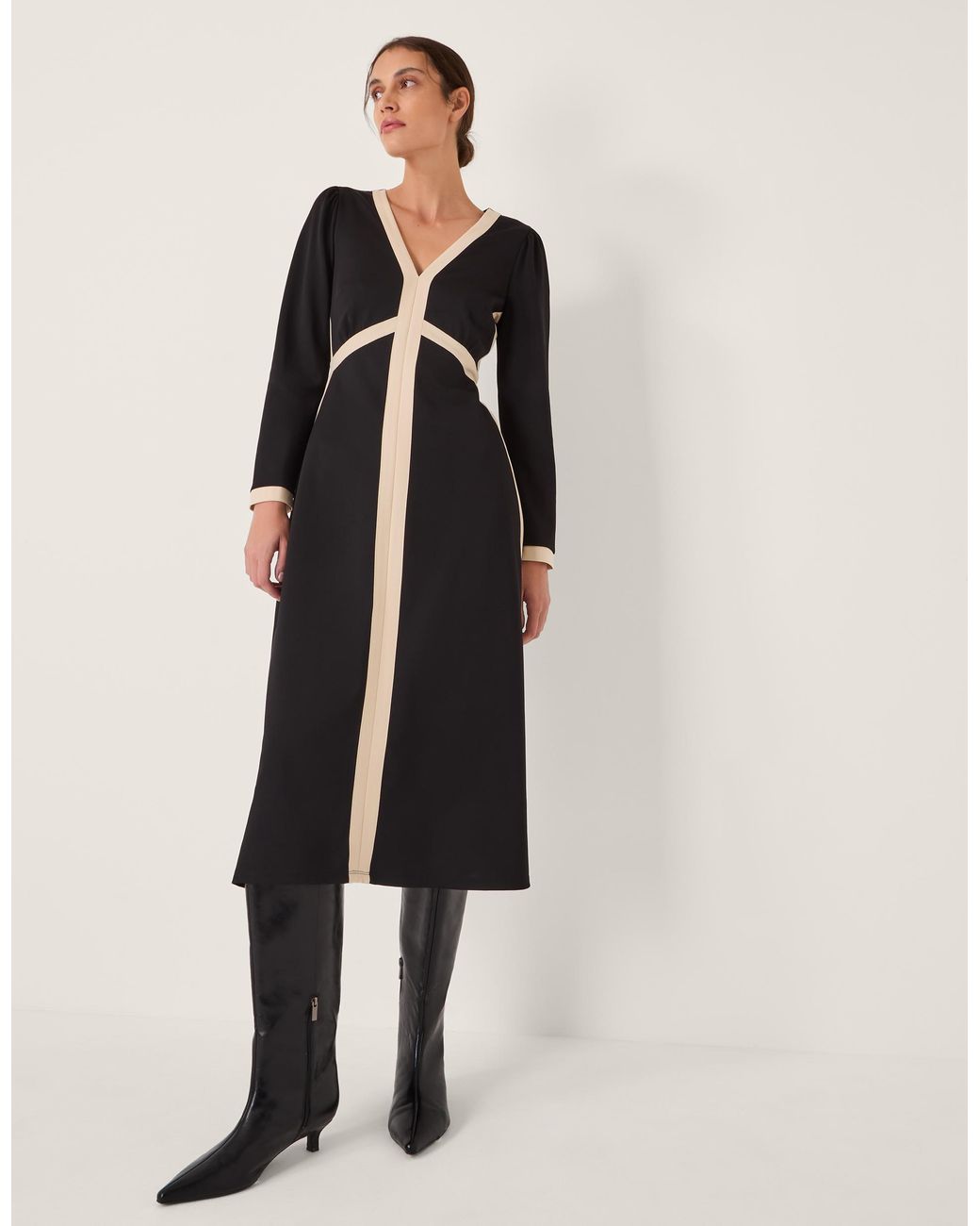 Monsoon Black Paloma Contrast Panel Midi Dress