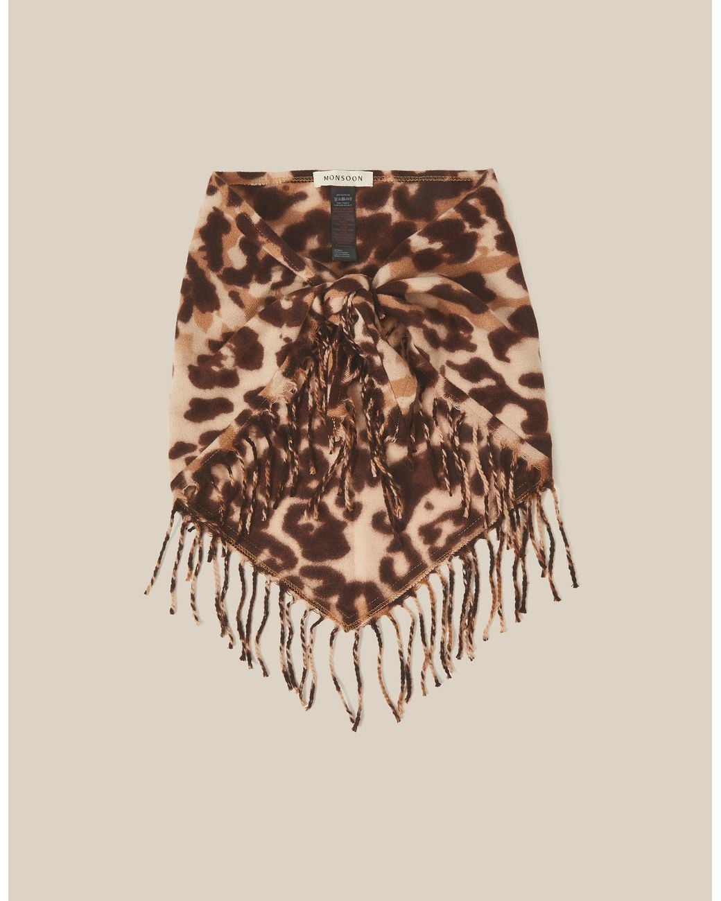Monsoon Natural Archie Animal Print Triangle Scarf