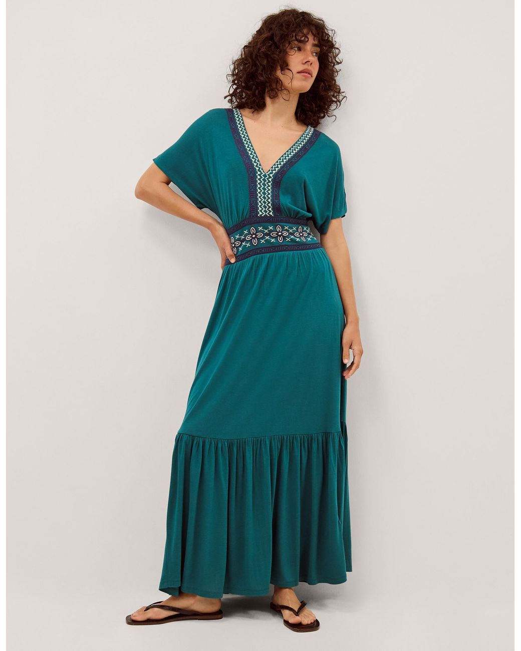 Monsoon Green Jacqui Jersey Midi Dress