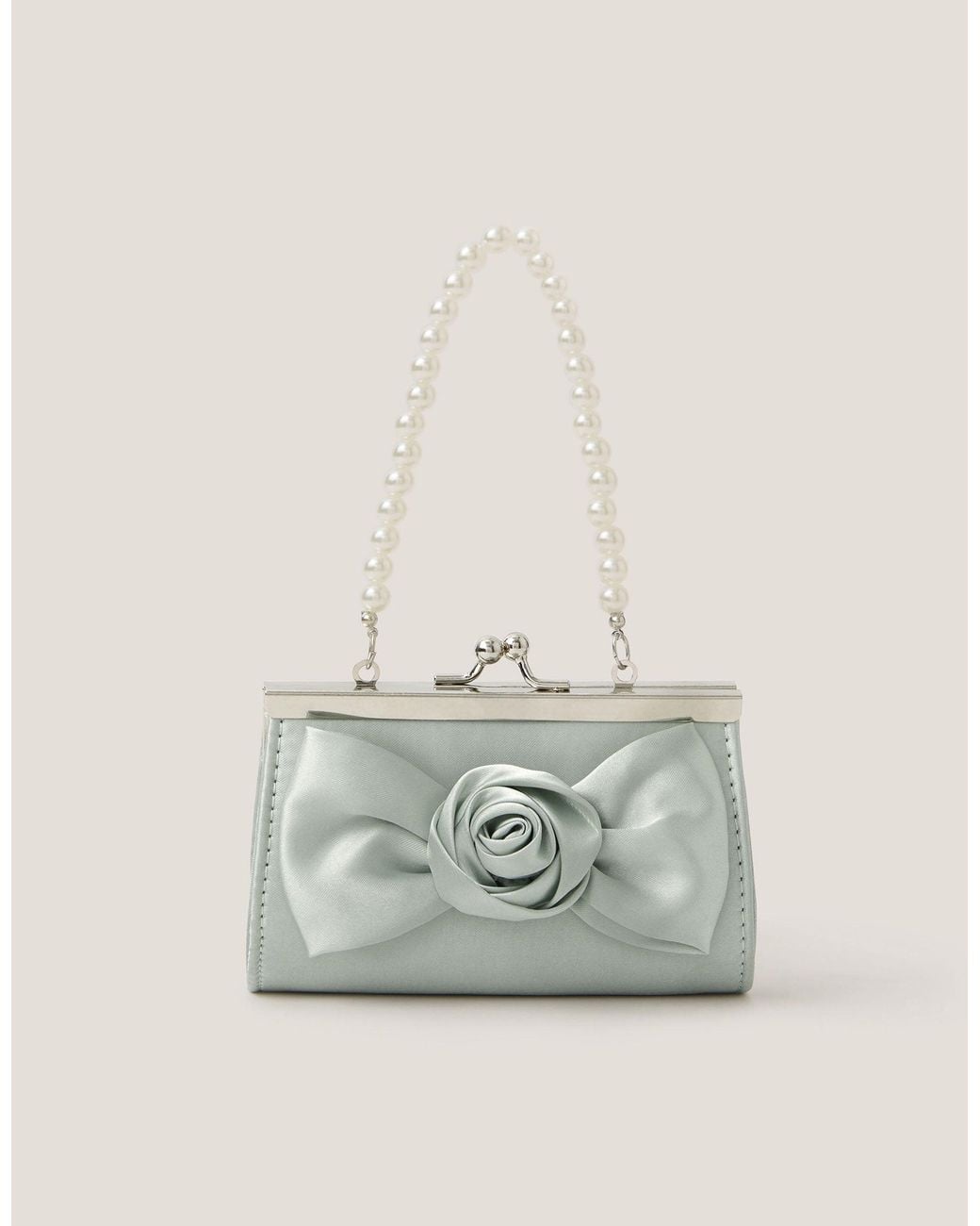 Monsoon Green Satin Rose Bow Mini Bag