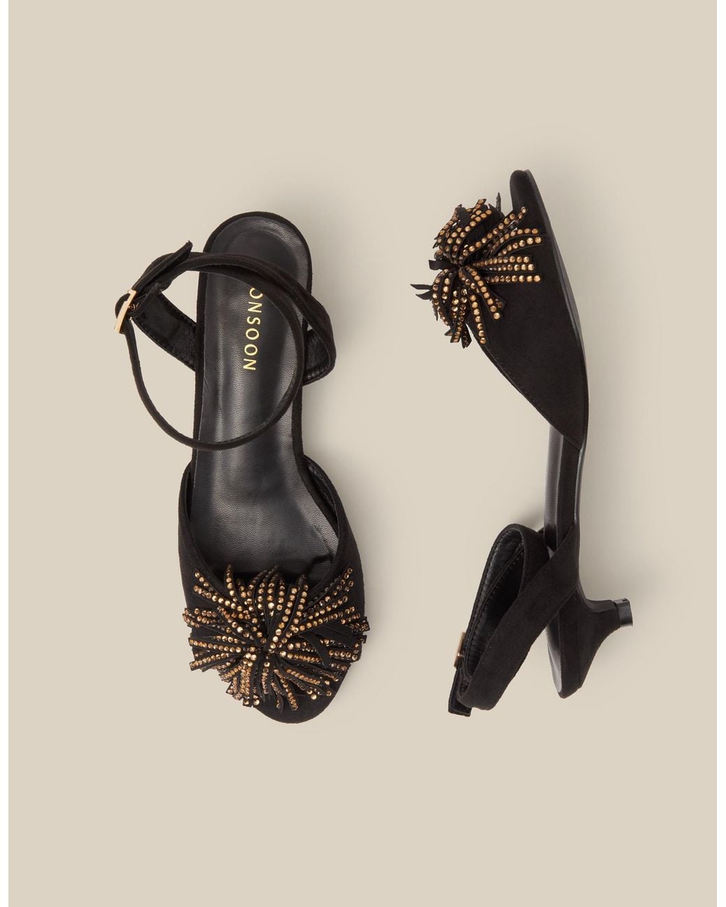Monsoon Dakota Embellished Kitten Heels Black