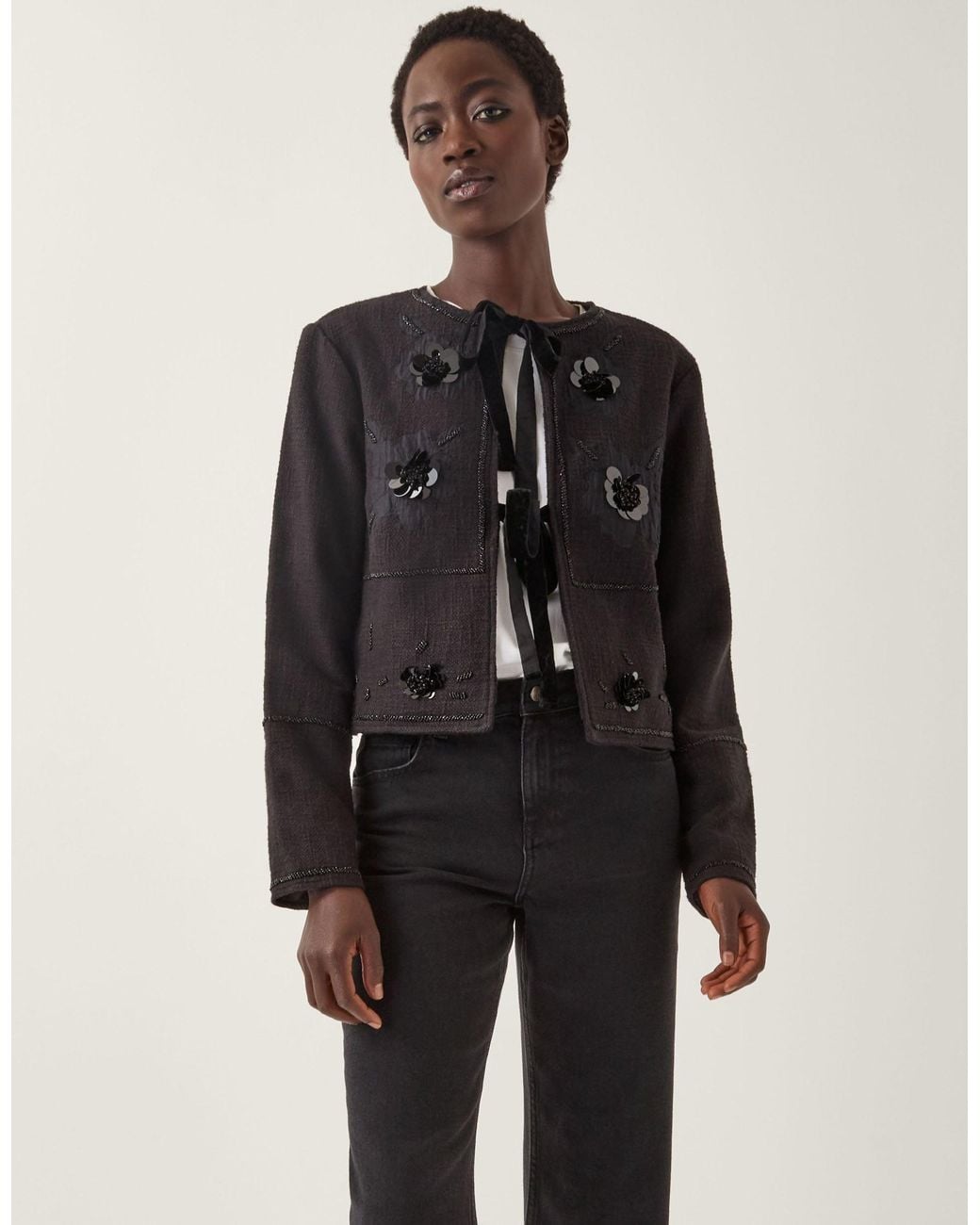 Monsoon Black Lola Tie Front Jacket