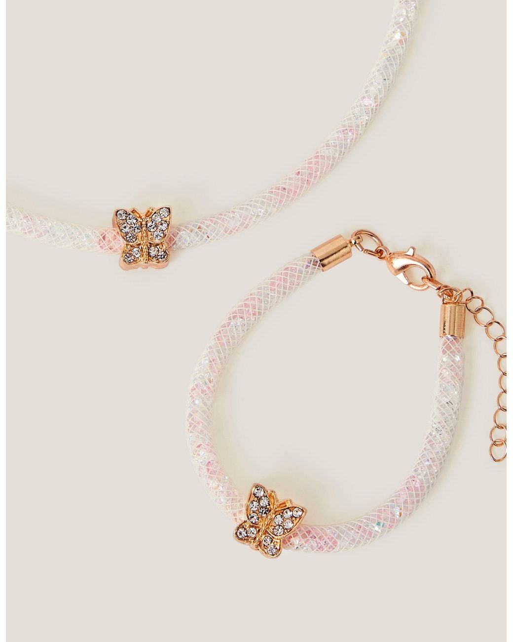 Monsoon Natural Butterfly Tube Necklace And Bracelet Set