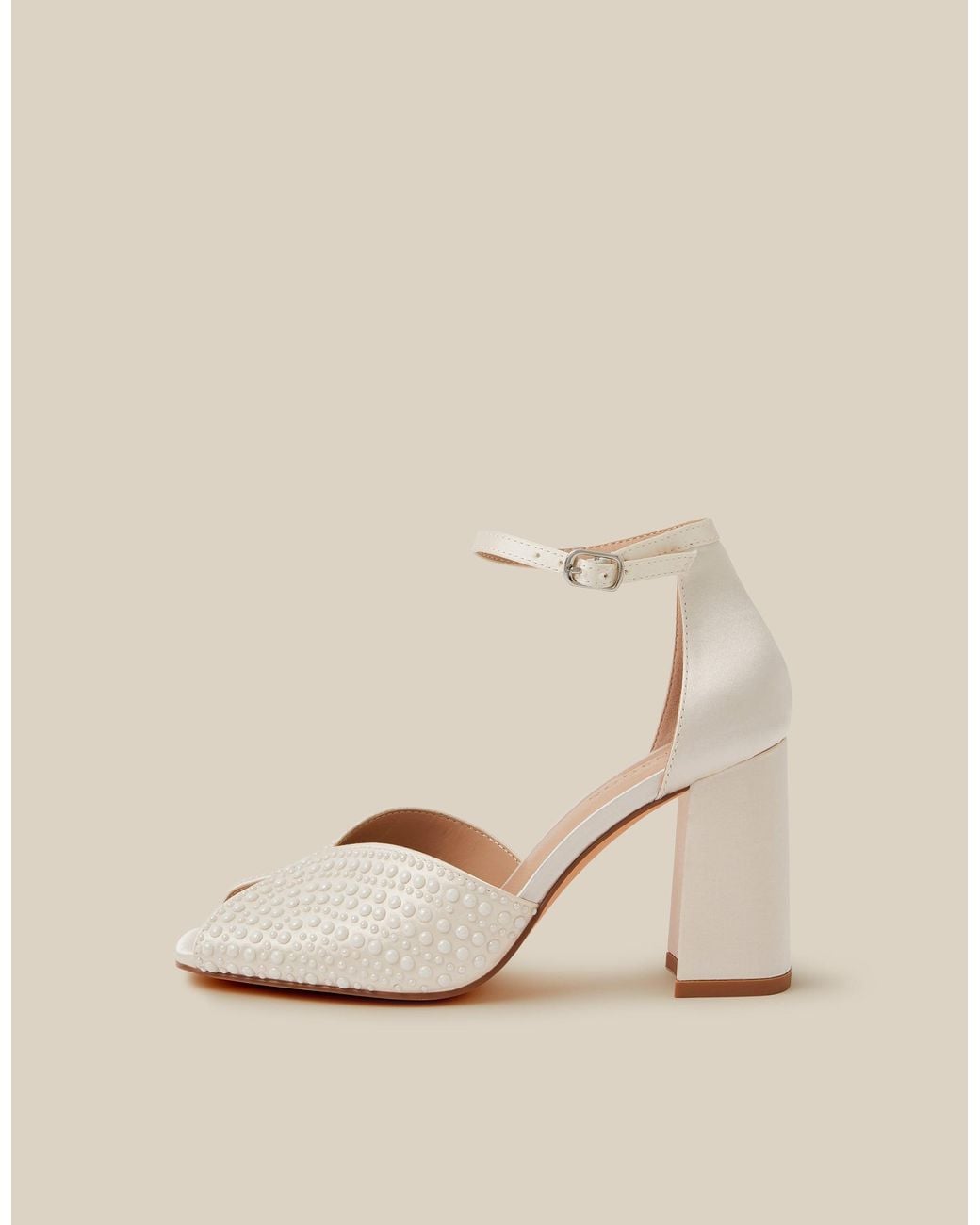 Monsoon Natural Sena Pearl Block Heeled Sandals Ivory