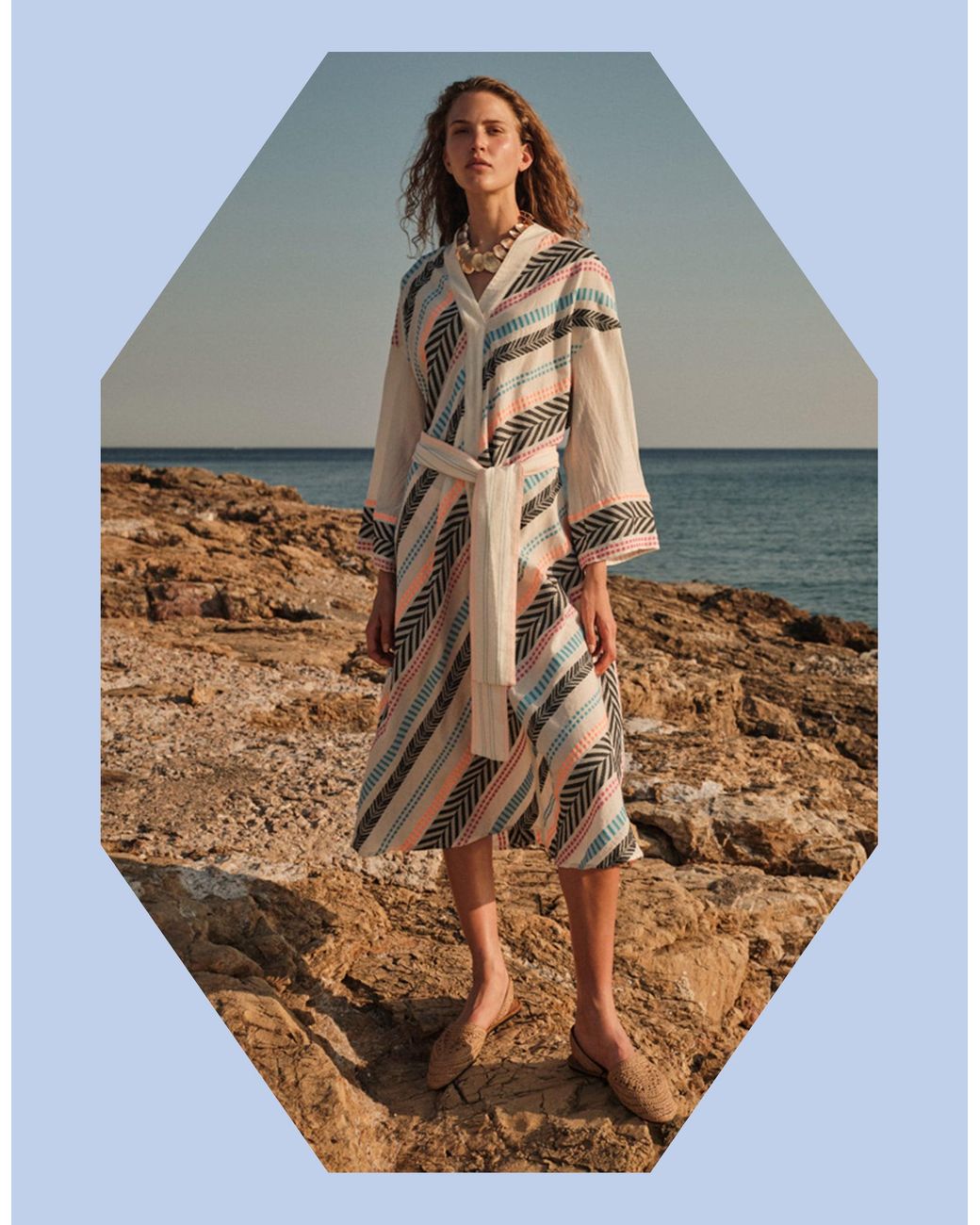 Monsoon Multicolor Devotion Twins Alivora Chevron Stripe Midi Dress Multi