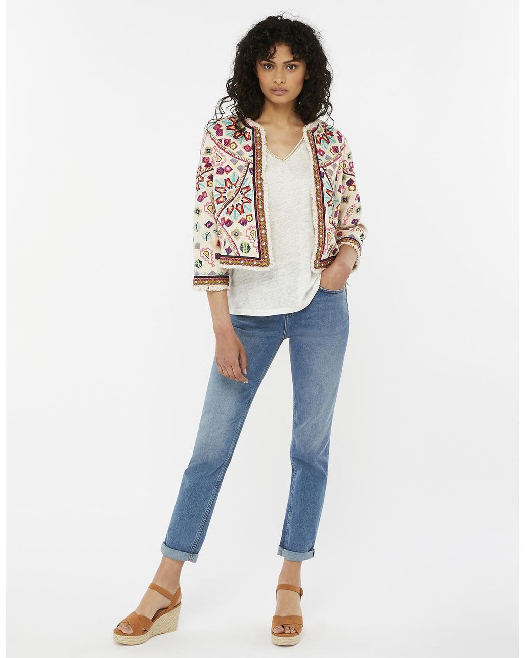monsoon red embroidered jacket