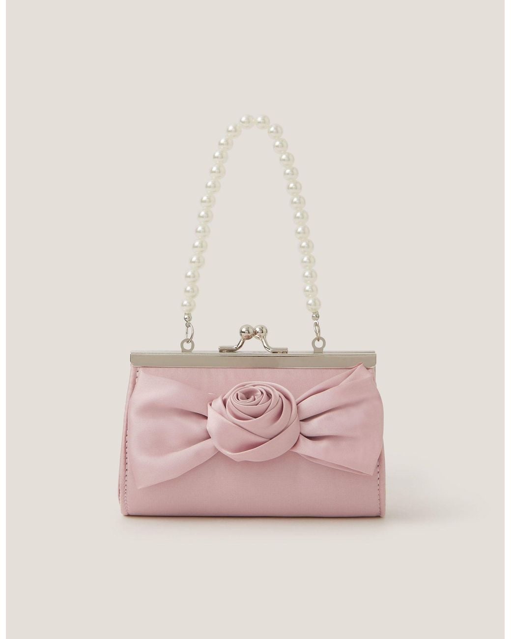 Monsoon Satin Rose Bow Mini Bag Pink