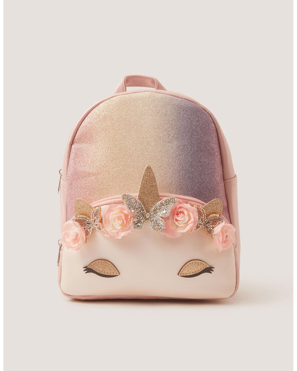 Monsoon Pink Unicorn Glitter Backpack