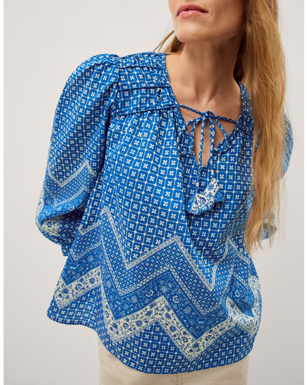 Monsoon Iggy Floral Print Blouse Blue
