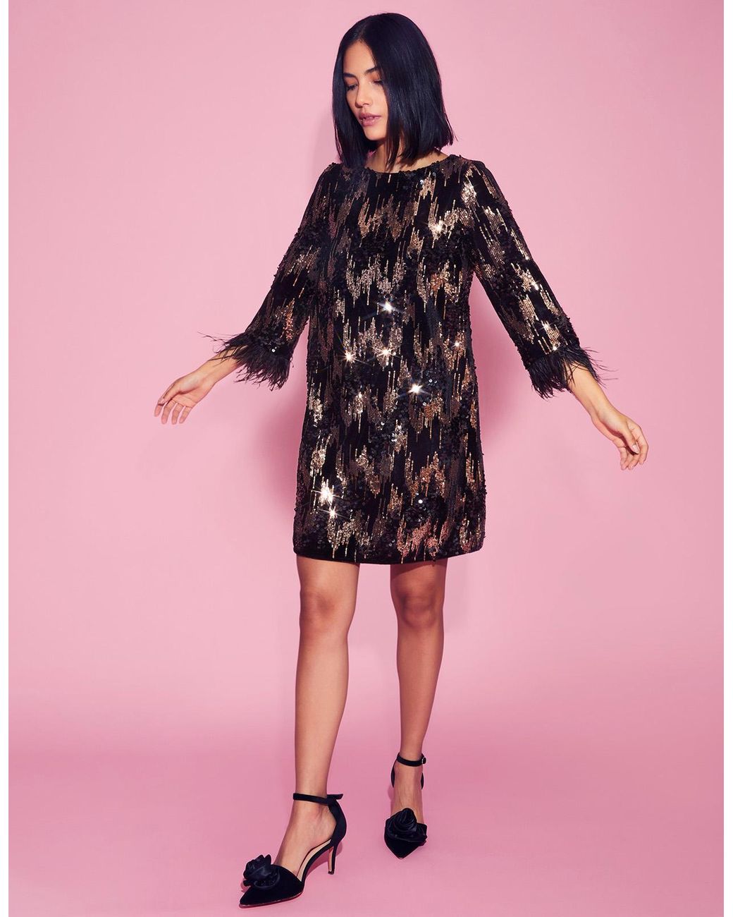 Black sequin tunic dress cheap