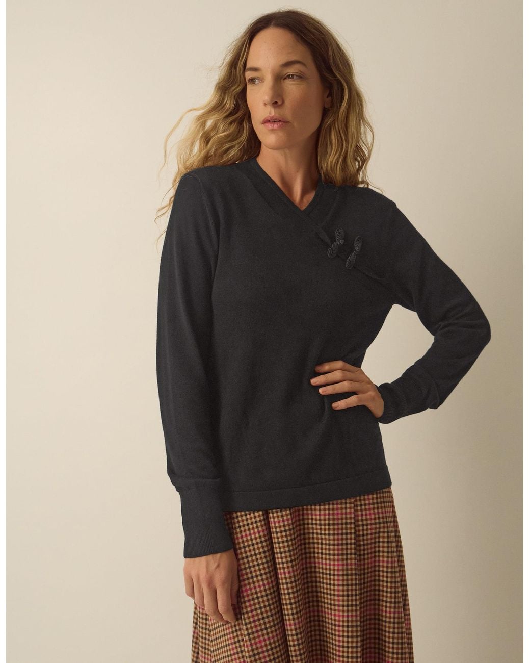 Monsoon Fay Frogging Knit Jumper Black