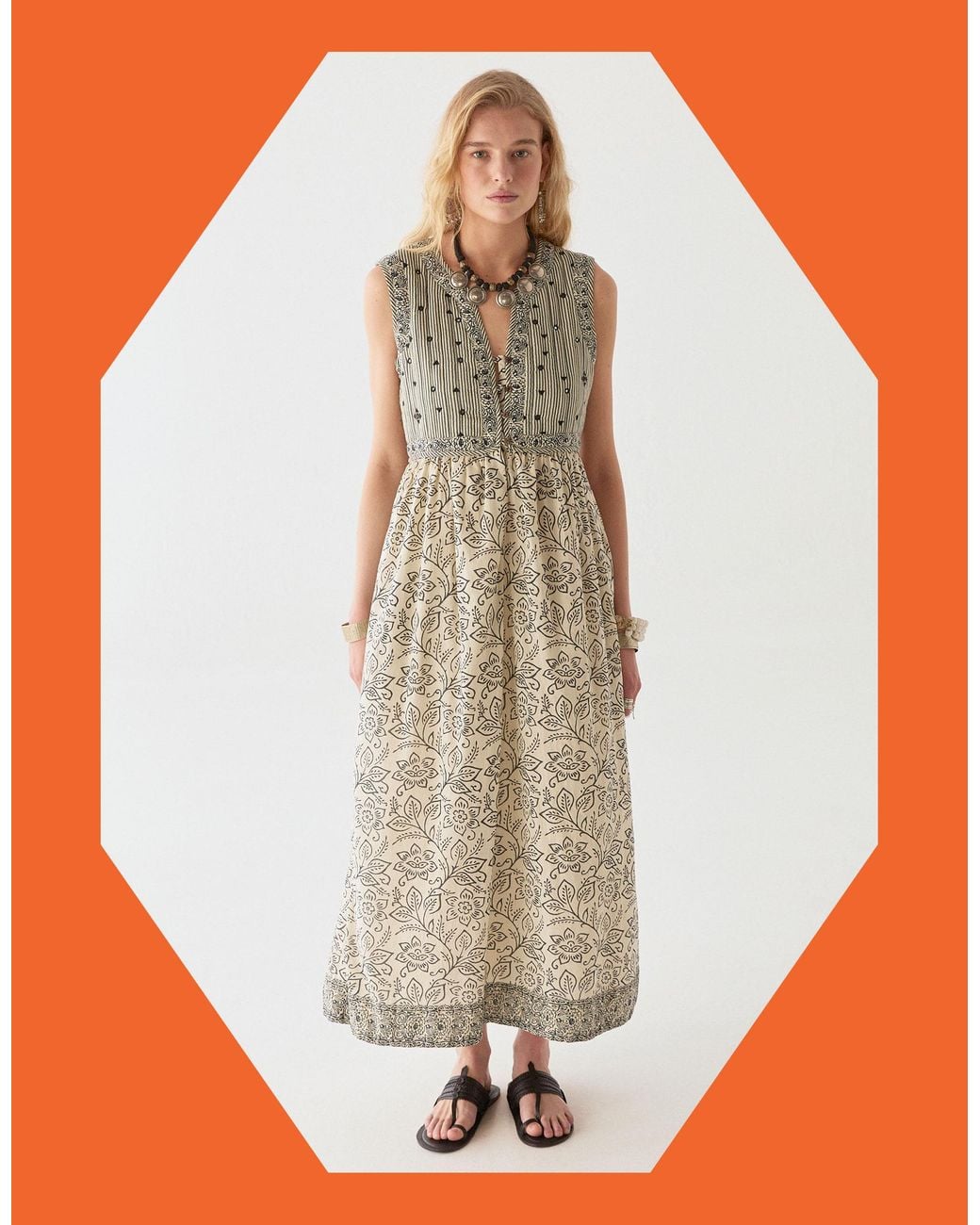 Monsoon White Maison Hotel Eugenie Midi Dress Multi