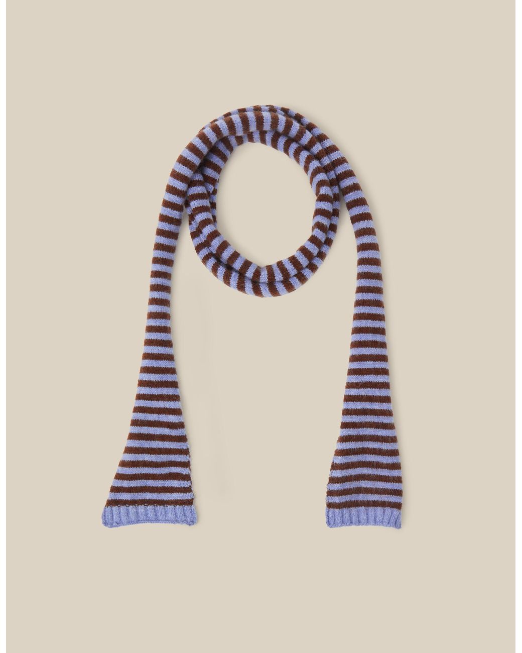Monsoon Brown Sage Stripe Skinny Scarf