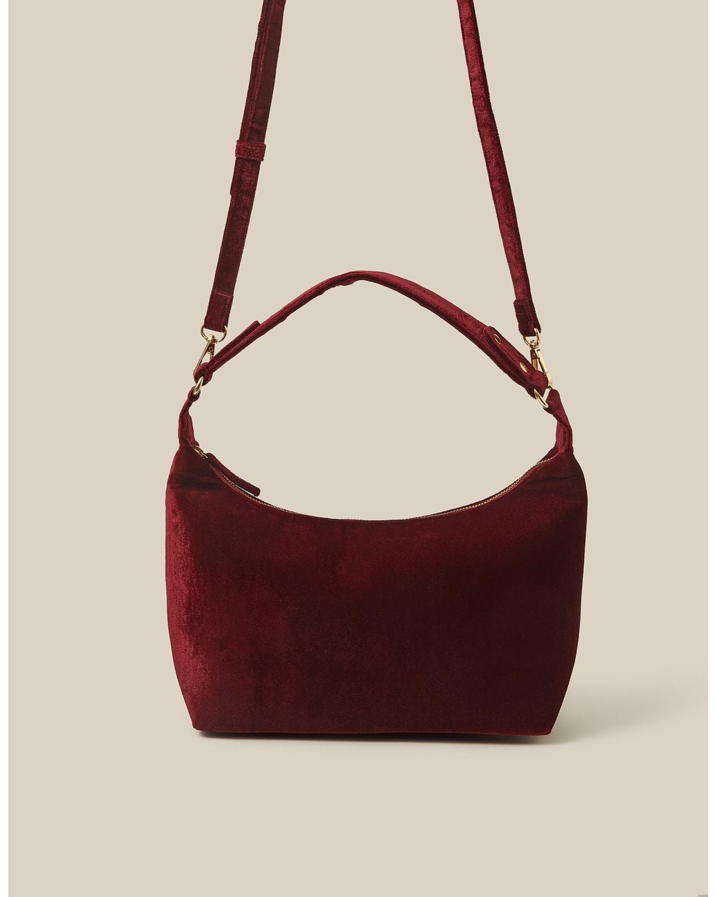 Monsoon Red Vanya Velvet Crossbody Bag