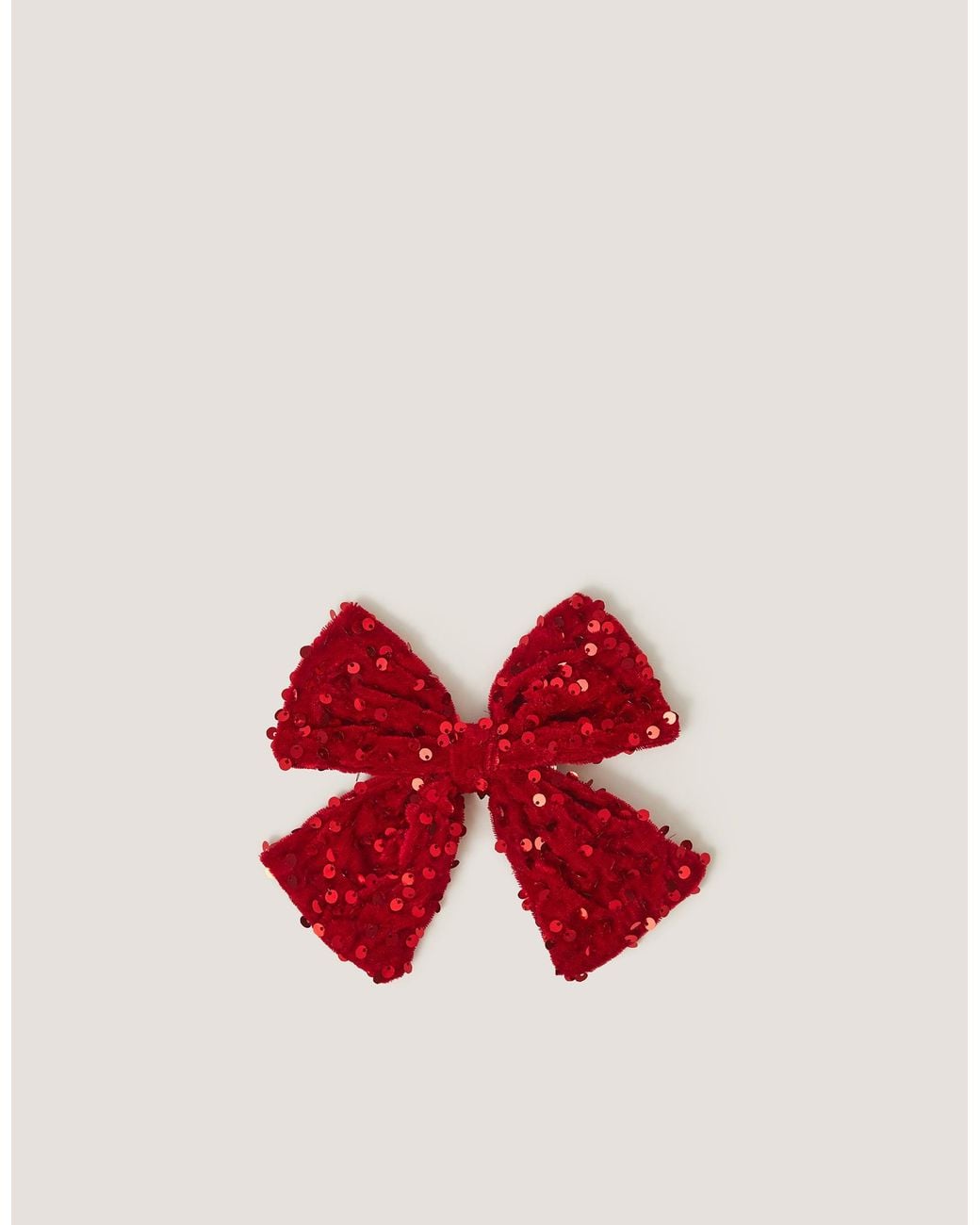 Monsoon Sequin Velvet Bow Clip Red