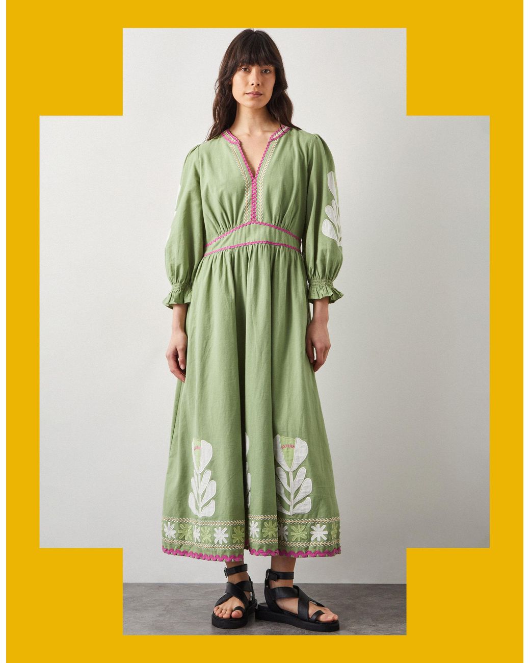 monsoon valeria lace dress Floral Dress Monsoon Valeria Dress Monsoon East Valeria Appliqué Midi Dress  Green Lyst UK