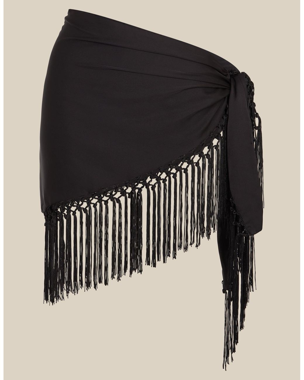 Monsoon Black Deyla Satin Fringe Shawl
