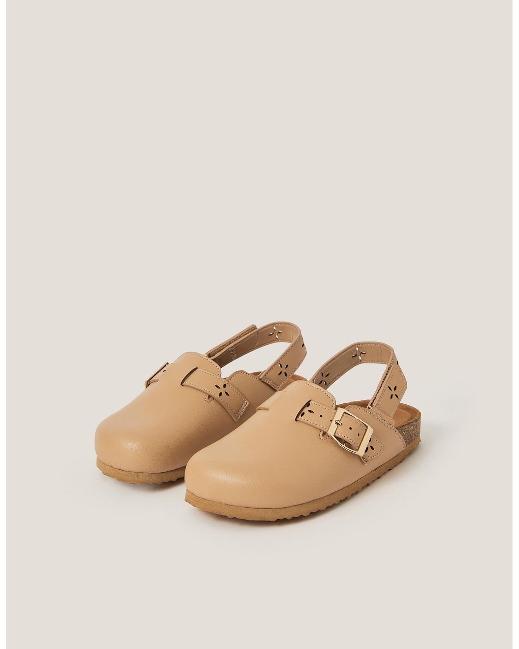 Monsoon Natural Cutwork Mule Clogs Tan