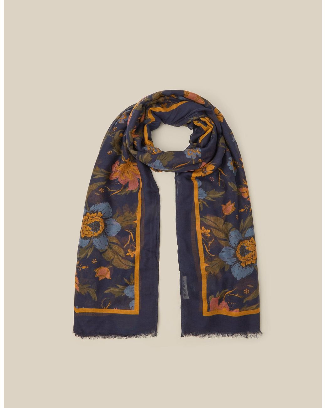 Monsoon Princella Floral Print Scarf Blue
