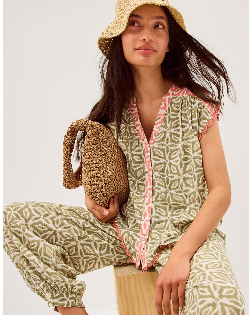 Monsoon Brown Elma Sleeveless Print Top