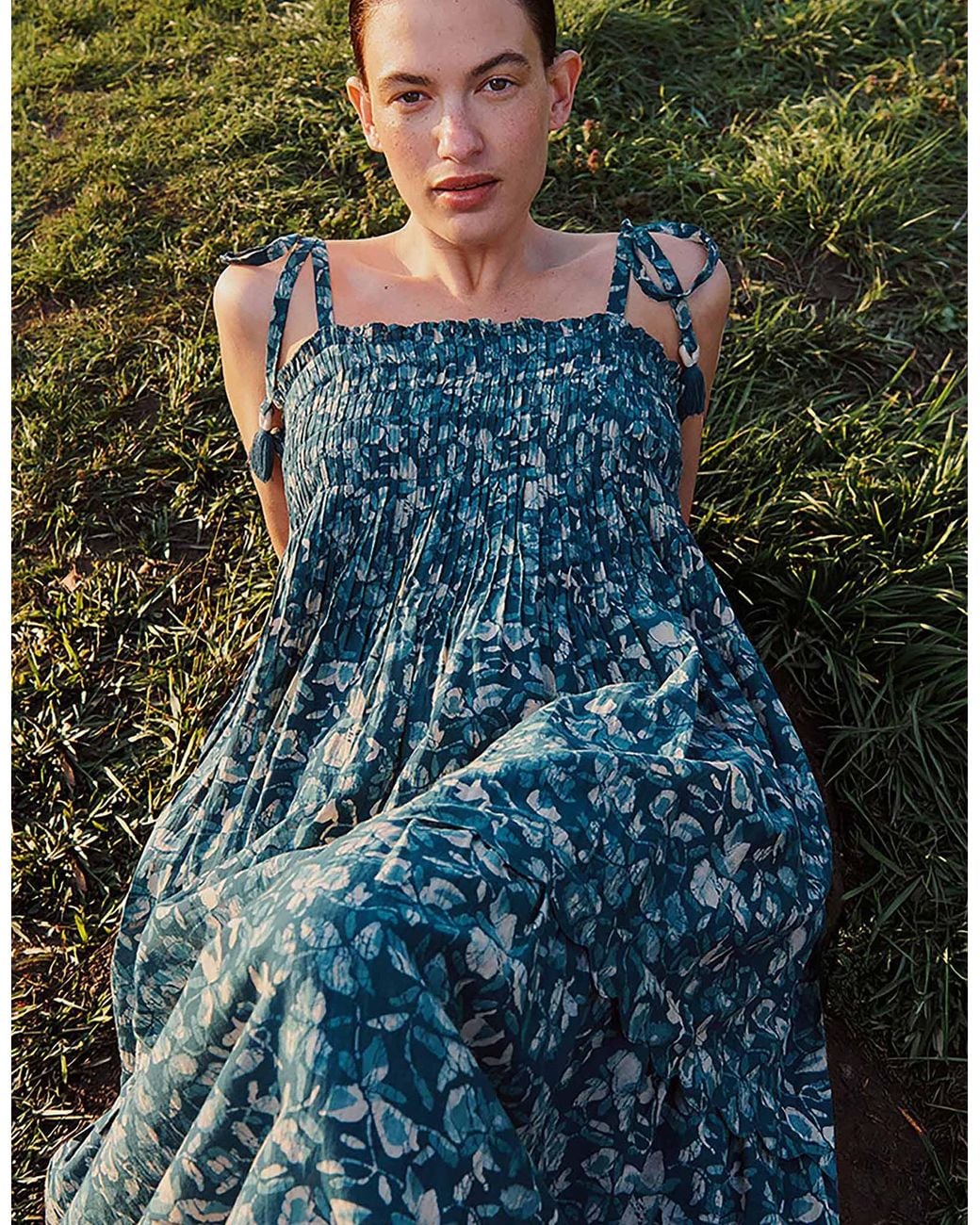 monsoon cotton dress East Rohini Floral Print Cotton-viscose Teal in Blue How to Master Boho type_L Monsoon ola Package:Clothing (free skirt support)