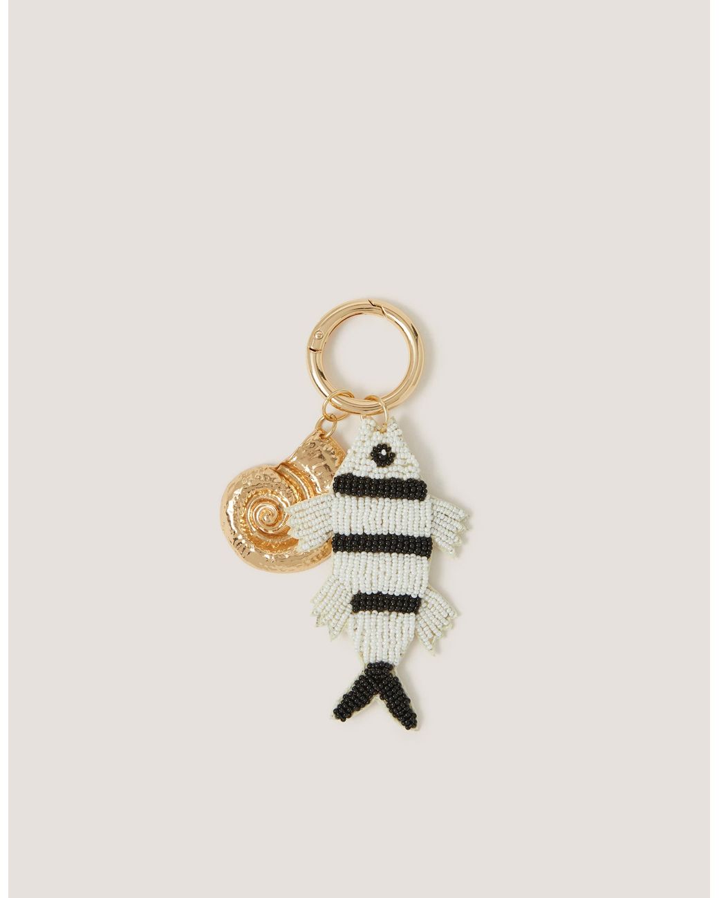 Monsoon White Beaded Fish Bag Charm